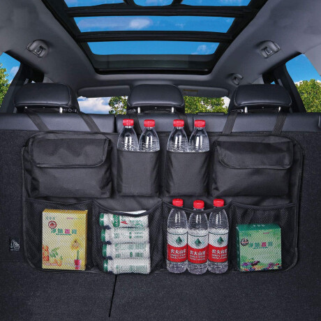 Organizador De Auto Para Respaldo Varios Compartimentos Negro