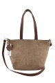 Cartera versátil de cuero y gamuza Beige