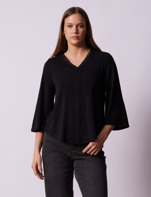 Blusa Crochet NEGRO