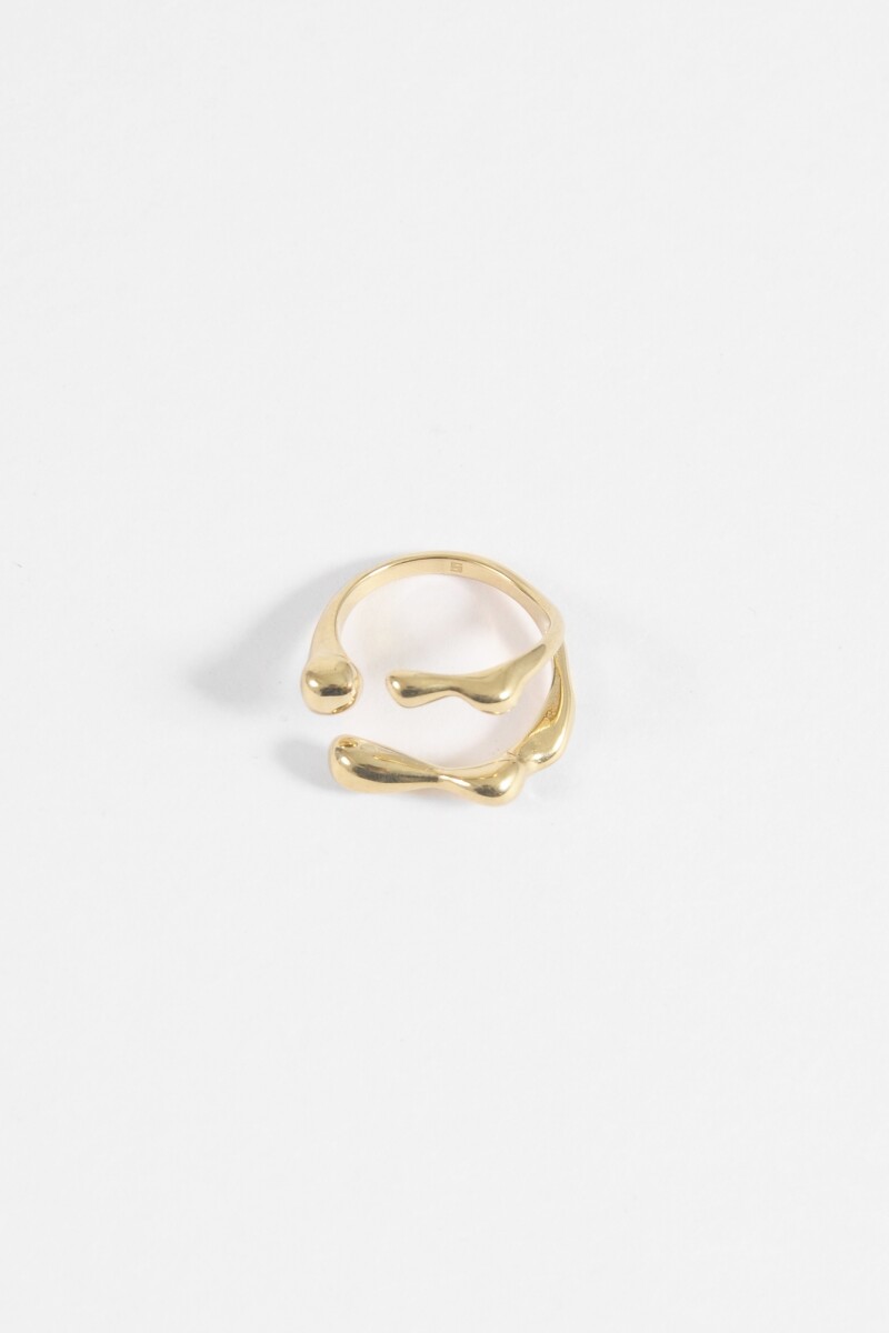 Anillo acero ajustable gota dorado