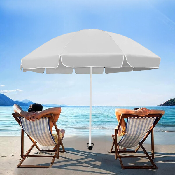 Combo Sombrilla Gris de Playa con Protección UV + Base Ancla Espiral - IMBACK Combo Sombrilla Gris de Playa con Protección UV + Base Ancla Espiral - IMBACK