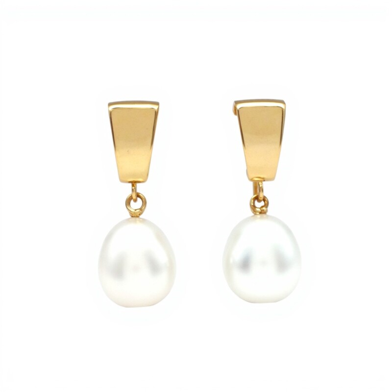 Caravanas Perlas colgantes - Oro bajo - Perla de río- CA8216 conperla