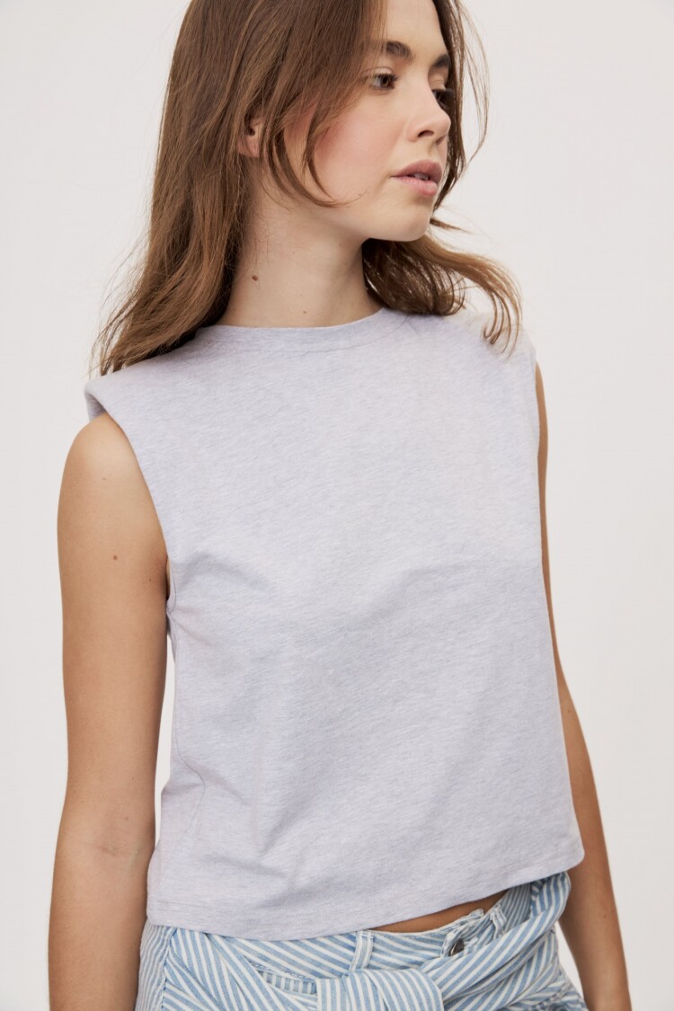 REMERA BOLDA Gris Melange