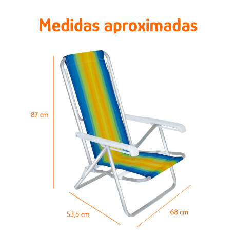 Set X2 Reposeras Sillas Playa Reclinables 8 Posiciones Alum Azul/amarillo