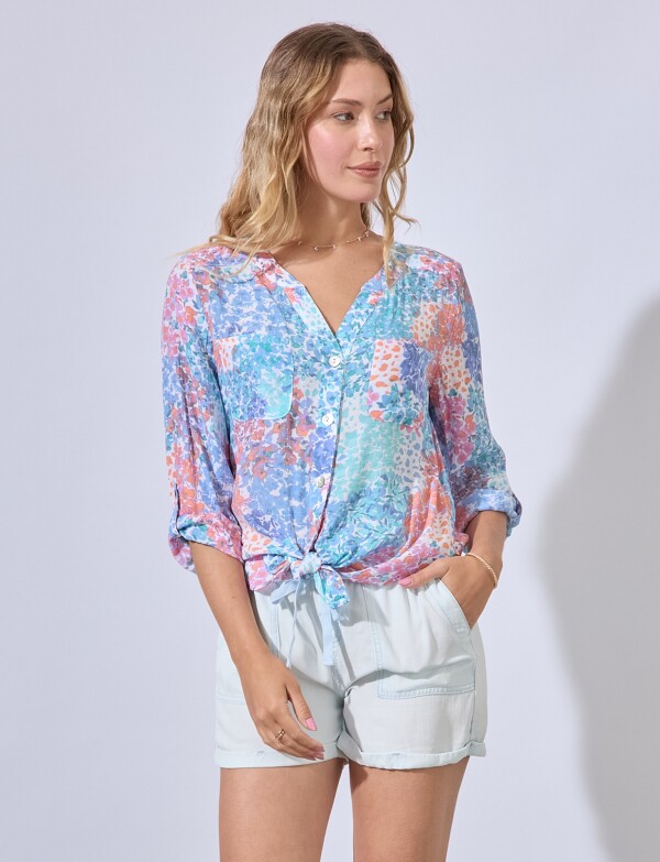 Blusa Gasa Print MULTI/ANARANJADO