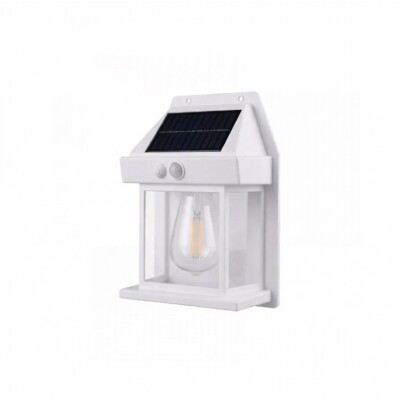 Farol blanco para exterior LED BK888 con carga solar Farol blanco para exterior LED BK888 con carga solar