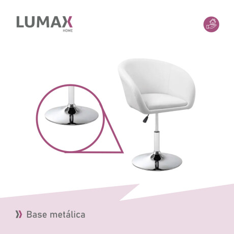 Silla Taburete Butaca con Respaldo en Cuero Lumax Modelo Stella Blanco
