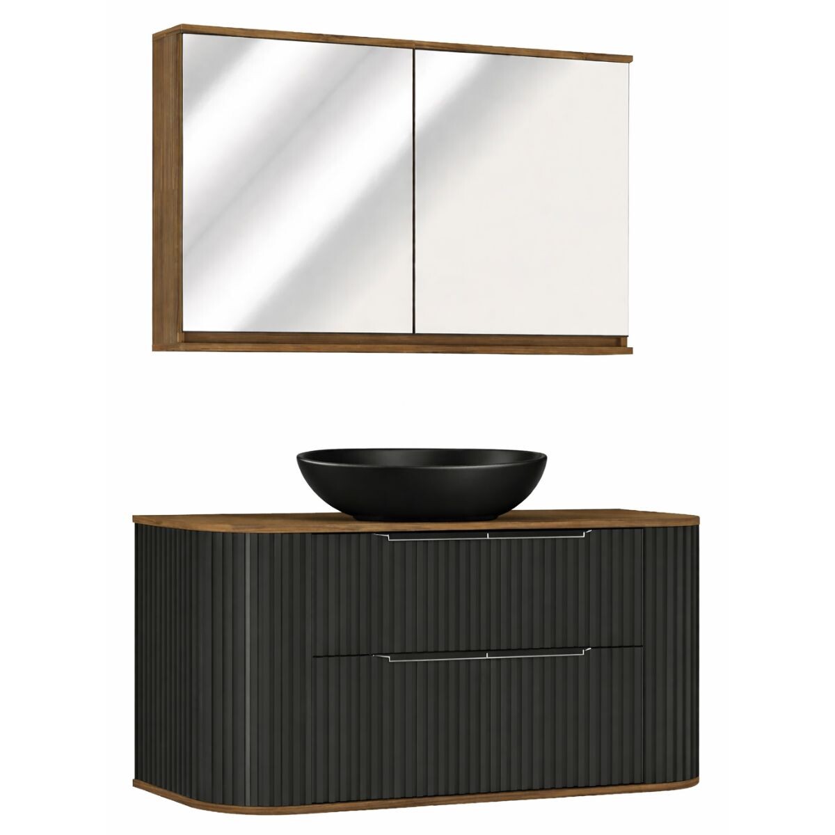 Mueble De Baño Alice Suspendido 100cm Negro Botiquín Gabriela 90 Cm Cacau 