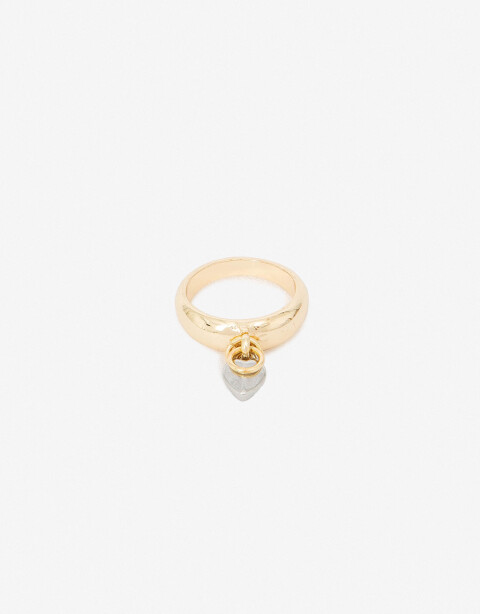 Anillos Chicos Metal Anillo Con Dije Corazón - Combinacion Bicolor