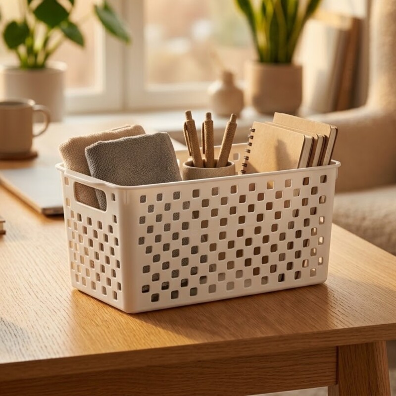 Set x2 Cesto organizador Quadratta calado MS BLANCO