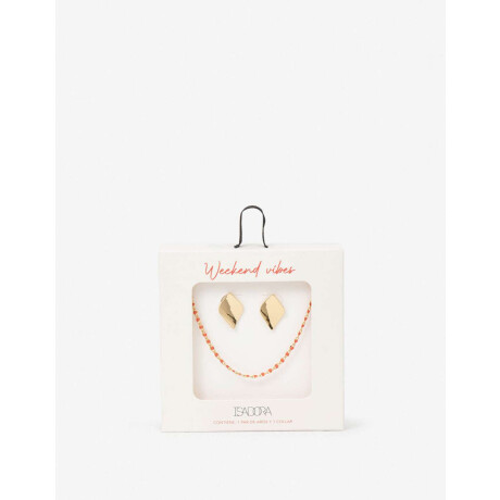 Set De Aros Chapones Y Collar Rojo Cereza