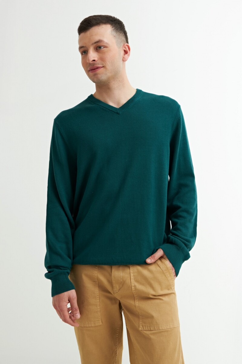 Sweater escote en V - Verde 