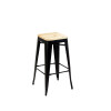 Taburete Tolix en metal y asiento de madera Negro