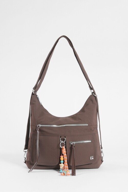 Hobo mochila con llavero removible chocolate
