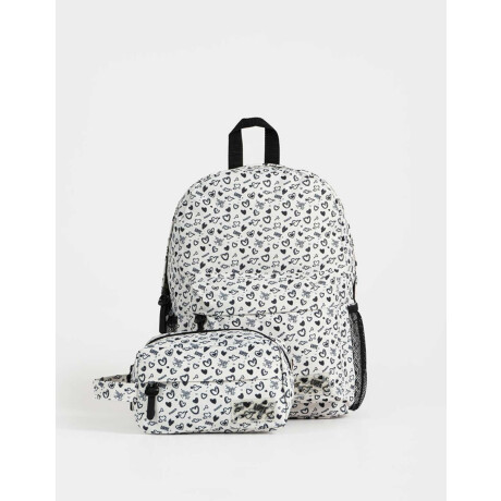 Set De Mochila Y Cartuchera Blanco Crudo