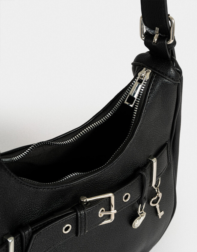 Saca Cartera Saca Con Charms - Negro