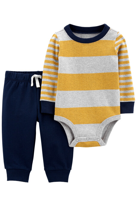 Set dos piezas pantalón y body manga larga a rayas 0