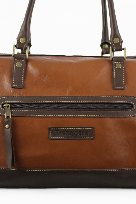 Medium Leather Travel Bag Camel - Brown