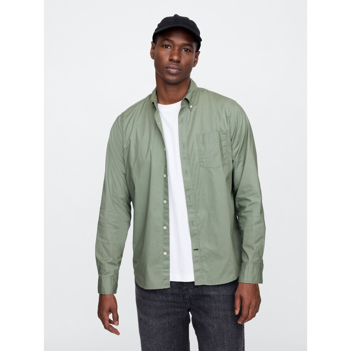 V-LS STANDARD STRETCH POPLIN - GASOLINE GREEN 