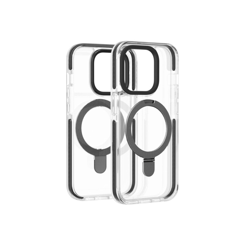 Protector transparente iPhone 15 Pro Max con soporte negro Protector Transparente Iphone 15 Pro Max Con Soporte Negro