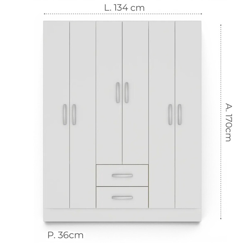Ropero 6 Puertas 2 Cajones Armario Placard Roperia Blanco Ropero 6 Puertas 2 Cajones Armario Placard Roperia Blanco