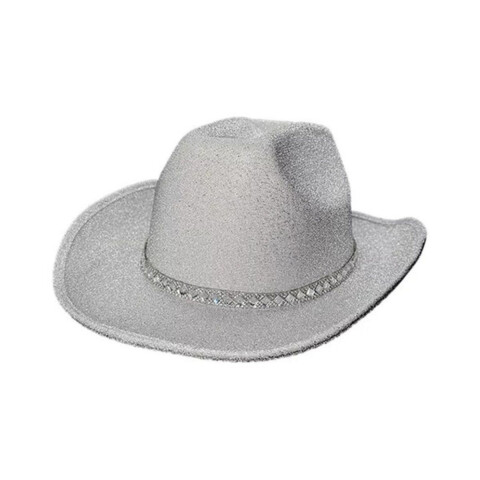Gorro Cowboy Brilloso Plateado