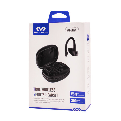 Auricular Miccell Inalámbrico BT BH24 C/Sujetador Negro Auricular Miccell Inalámbrico BT BH24 C/Sujetador Negro