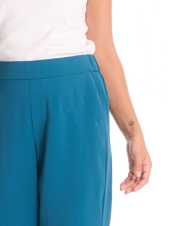 Pantalon Relaxed Fit & Cintura Elástica Posterior PETROLEO