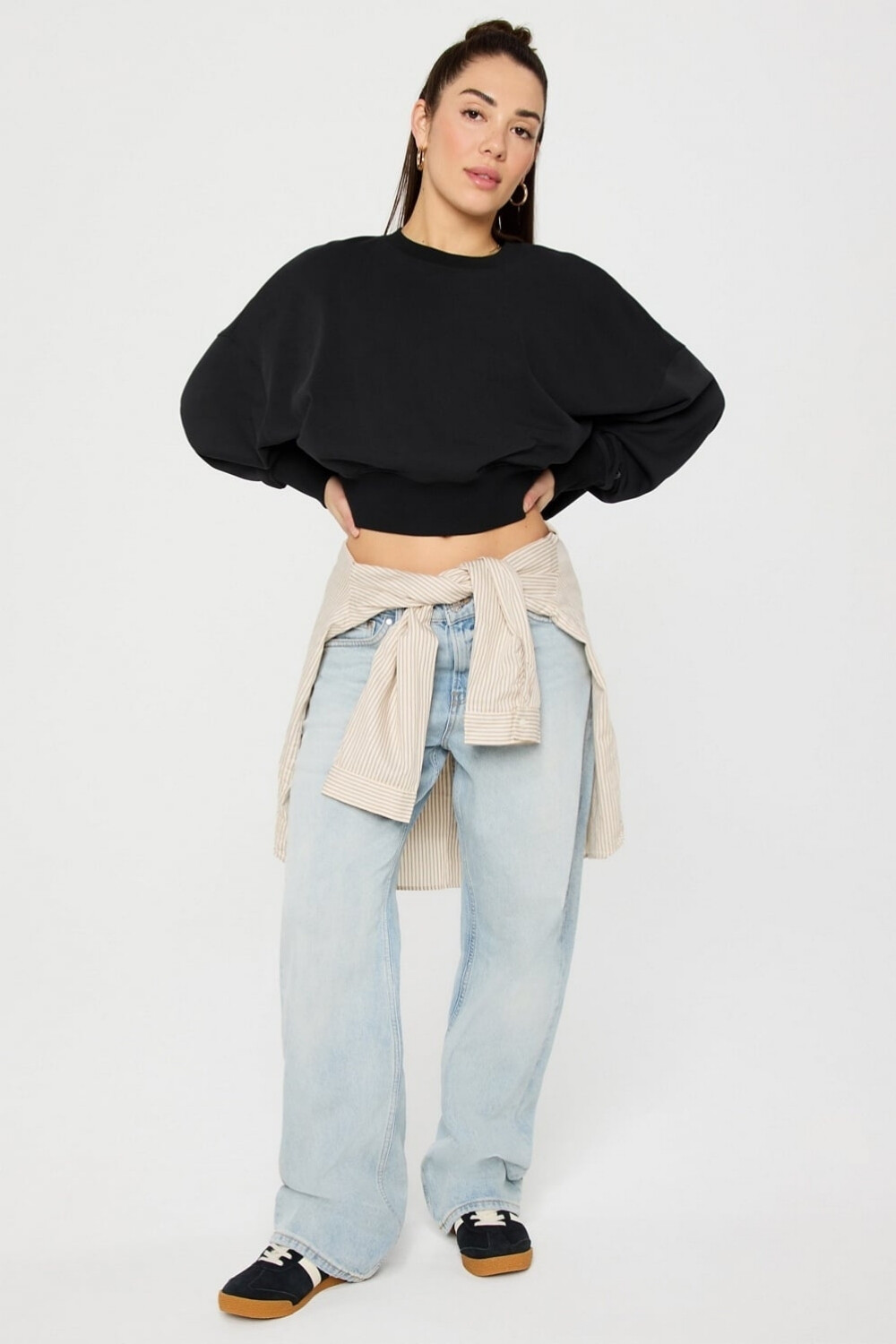 Polera Year Round Terry Crew Neck Sweatshirt Mujer Black