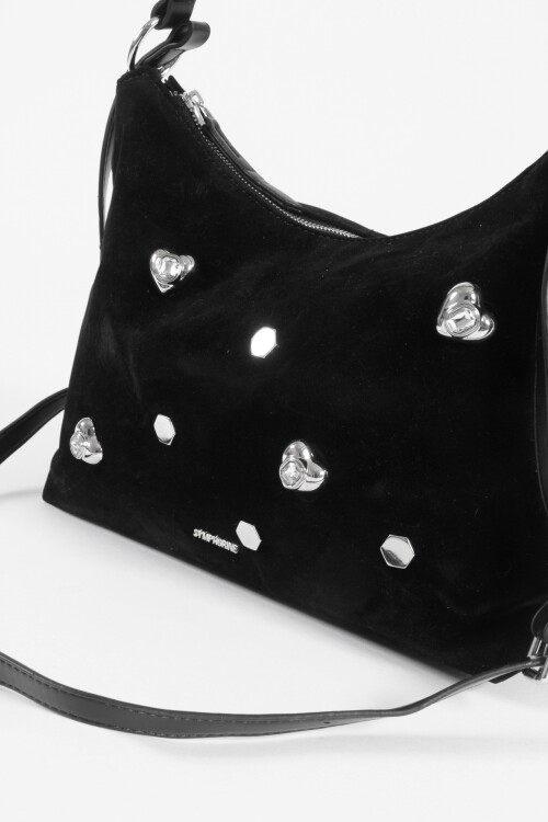 Bandolera vintage tachas strass negro