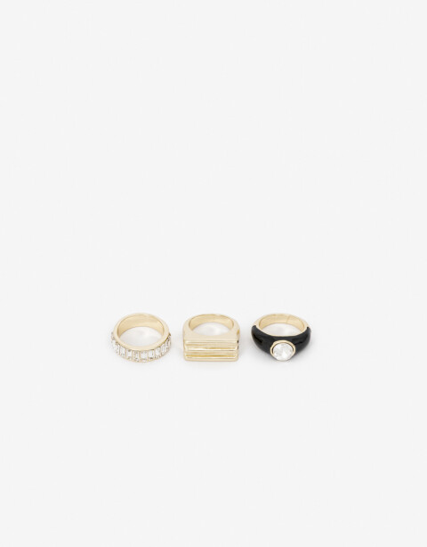 Sets Anillos Color Set De Anillos Con Esmalte - Combinacion Bicolor