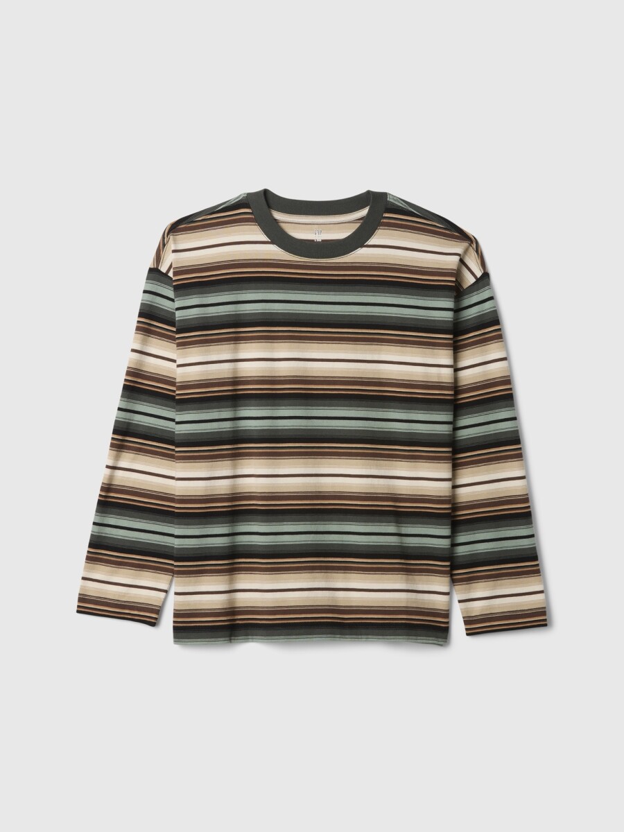 Remera A Rayas Manga Larga Niño - Brown Stripe 
