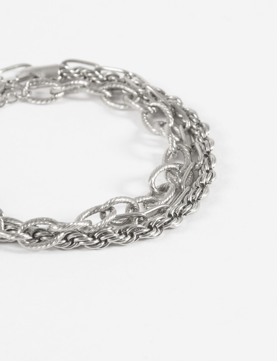 Set tres pulseras acero - plateado 