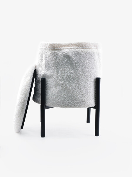 PUFF PLEGABLE CORDERITO CRUDO