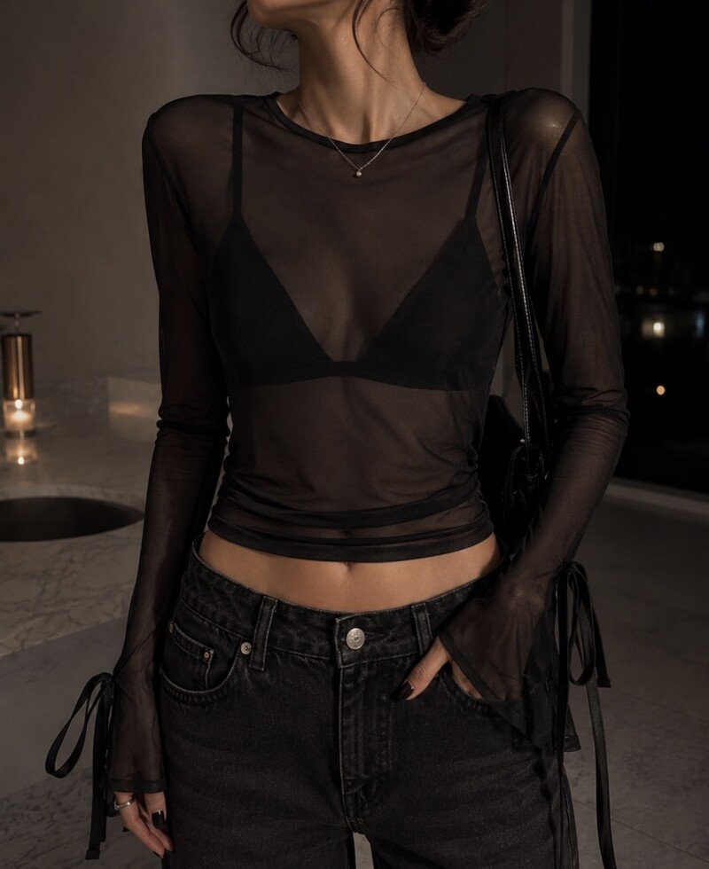 Remera print microtul negro