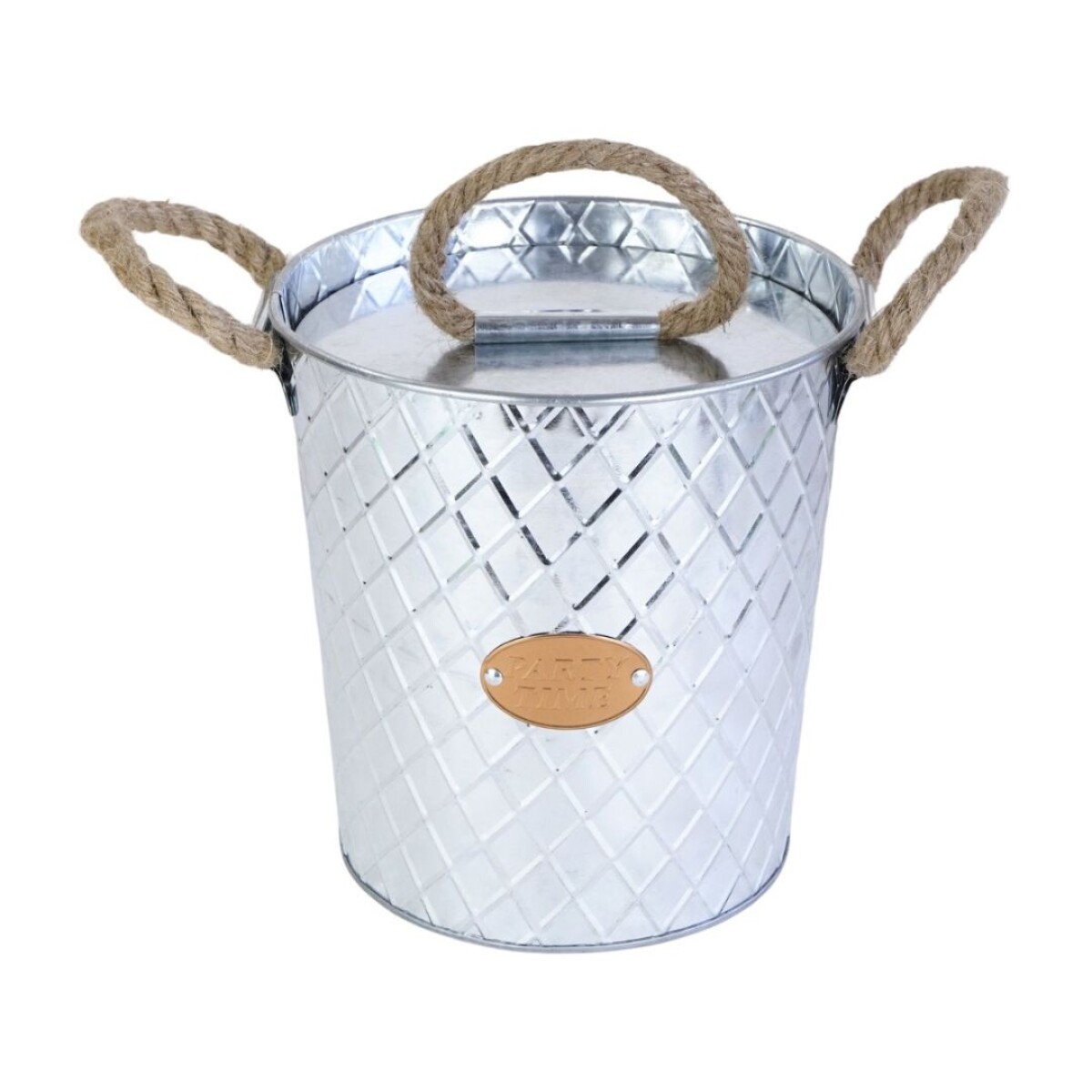 Hielera de galvanizado con cuchara y asas Rombo Party Time 