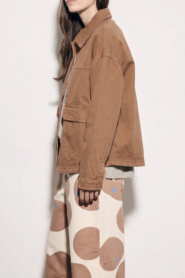 Sobrecamisa Algodón Bordada Mocha