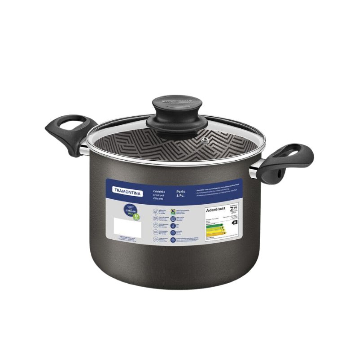OLLA C/ASAS 22CM STARFLON PARIS TRAMONTINA TAPA DE TEFLON 