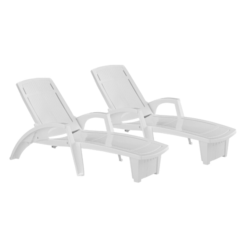 Set x2 reposera sole para jardin con posiciones BLANCO