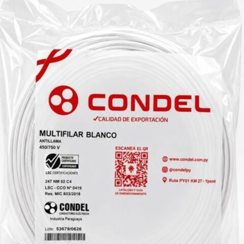 CABLE MULTIFILAR 2,50MM2 BLANCO CONDEL CABLE MULTIFILAR 2,50MM2 BLANCO CONDEL