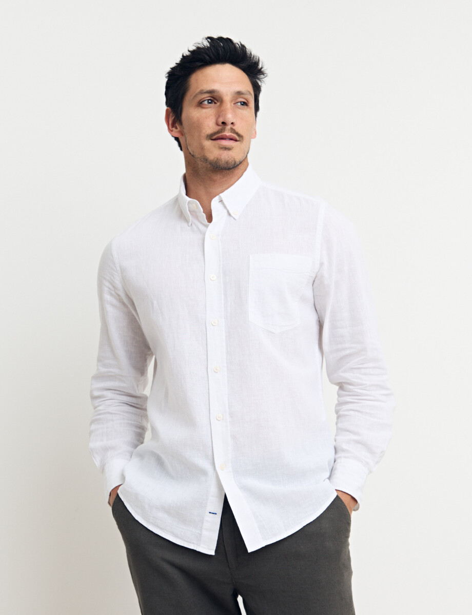 CAMISA DE LINO HARRINGTON LABEL - Blanco 
