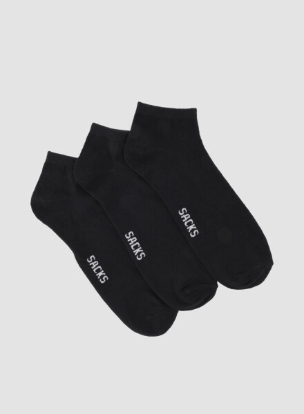 Pack x 3 medias cortas de algodón lisas Negro