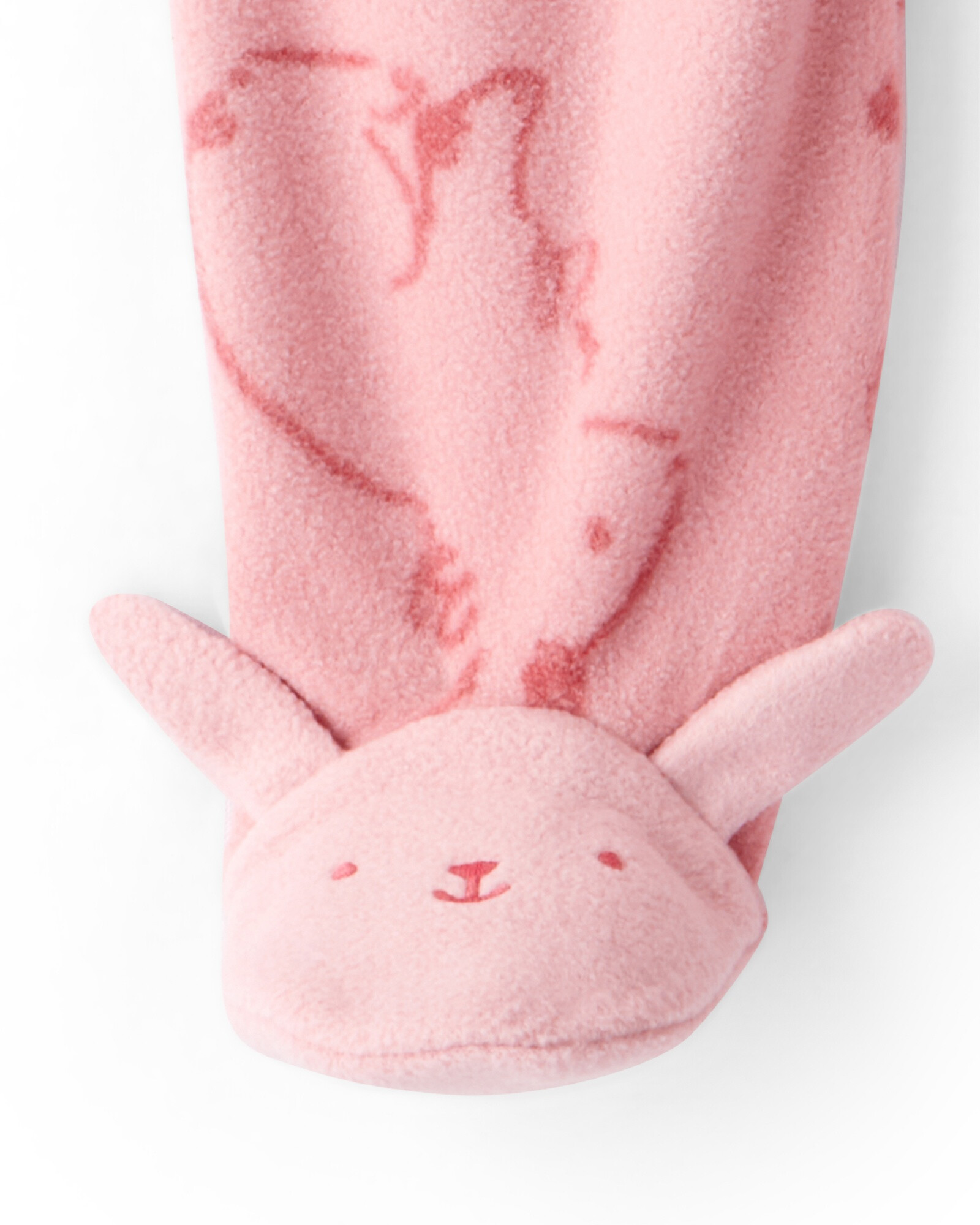 Pijama una pieza de micropolar, con pie, rosado, diseño conejos Sin color