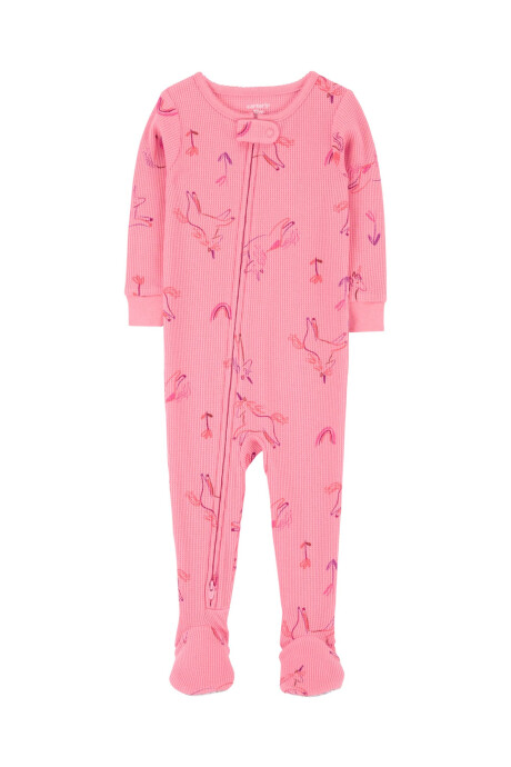 Pijama una pieza de algodón térmico con pie, rosado, diseño unicornios. Talles 2-5T Pijama una pieza de algodón térmico con pie, rosado, diseño unicornios. Talles 2-5T