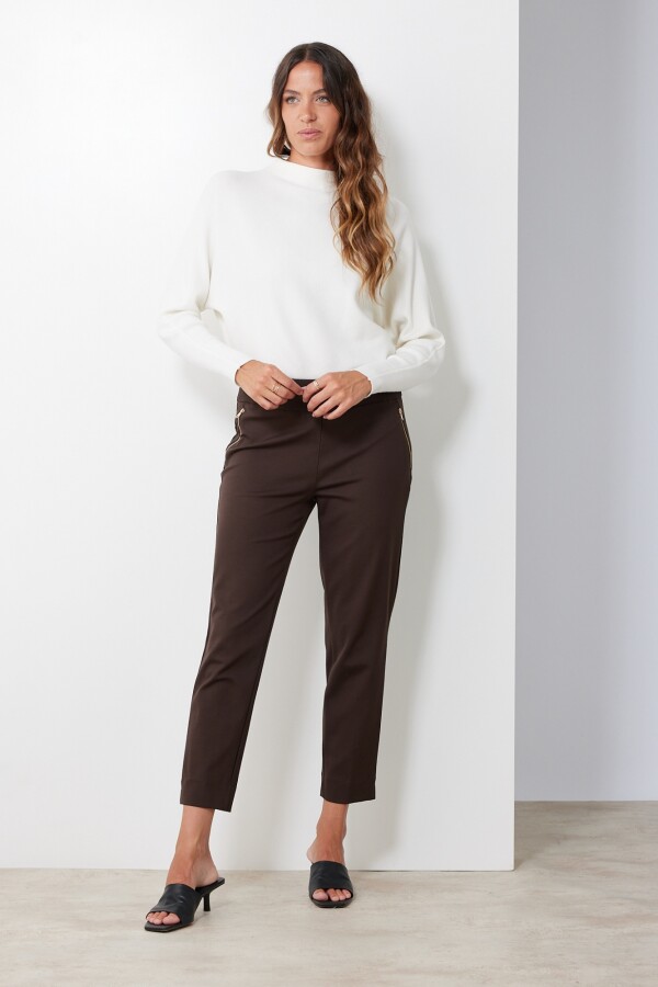 Pantalon Zips MARRON