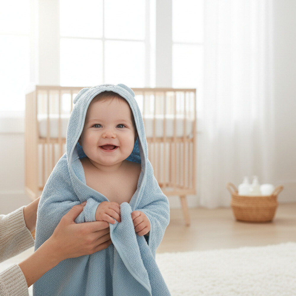 Toalla capucha LORELLI celeste