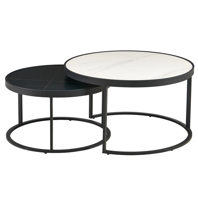 Combo mesas de living: Mesa de centro + mesa lateral - tapa en mármol Combo mesas de living: Mesa de centro + mesa lateral - tapa en mármol