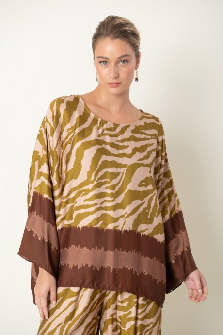 BLUSA OJO DE TIGRE Aceituna