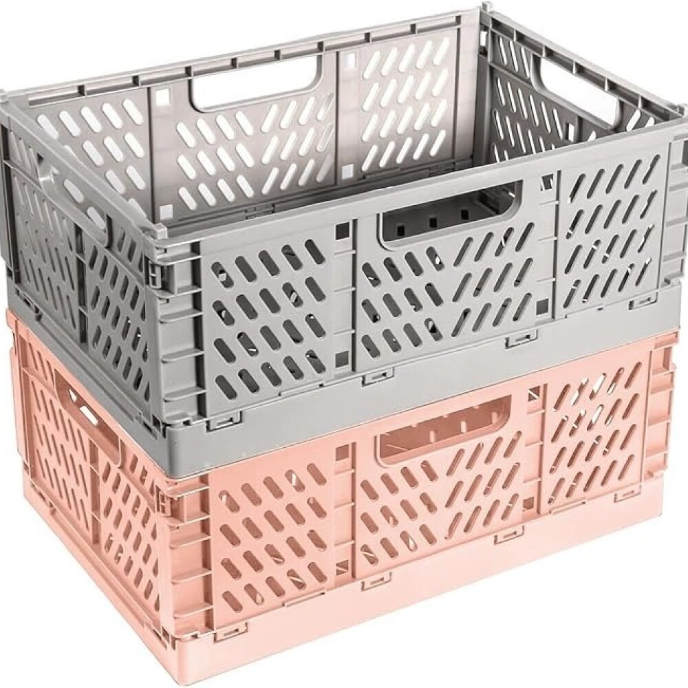 Cestos organizadores cajas plastico reforzado gris
