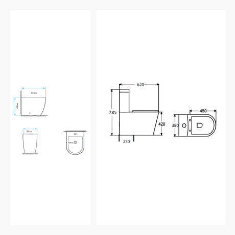 JUEGO DE INODORO CON TAPA, MOCHILA Y BIDET MARCA AQUALIA DESCARGA A 25CMS. 000